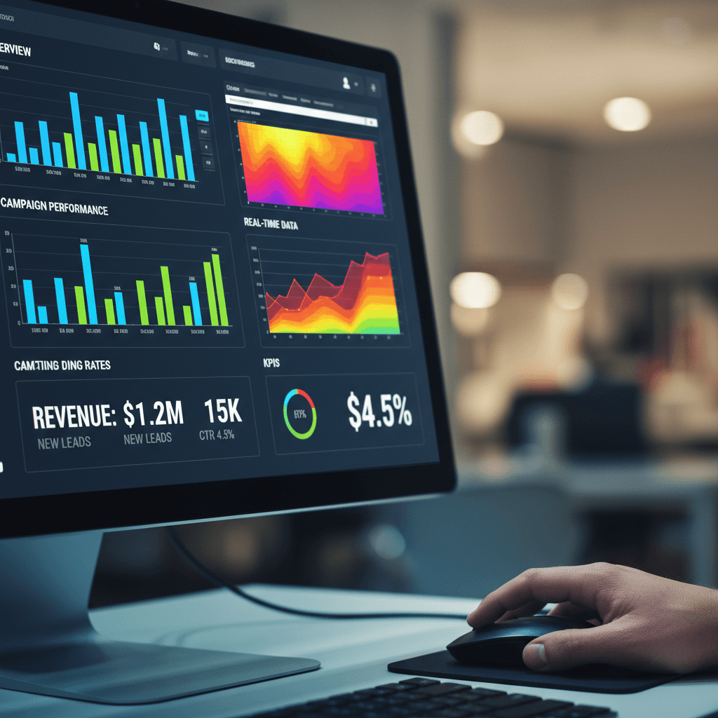 Ad management dashboard showing campaign performance metrics