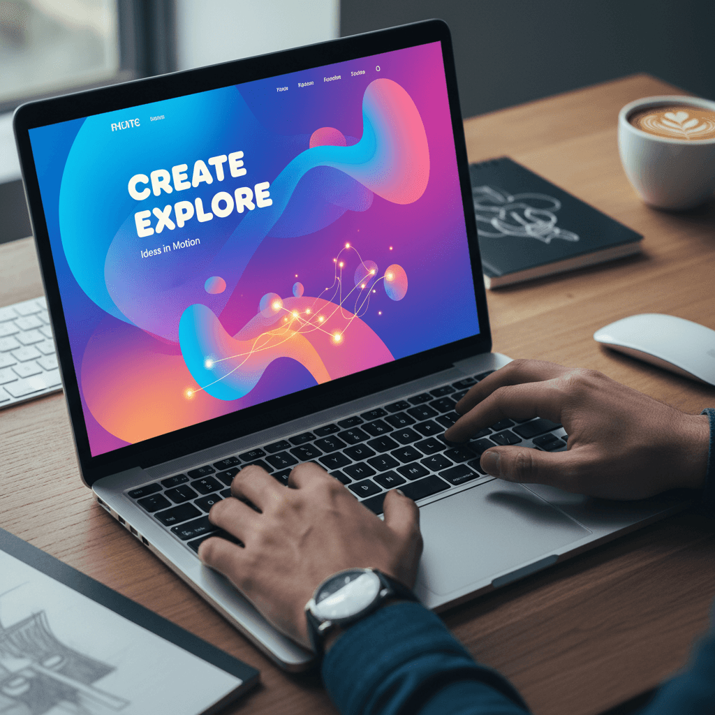 Web designer crafting a modern website on laptop