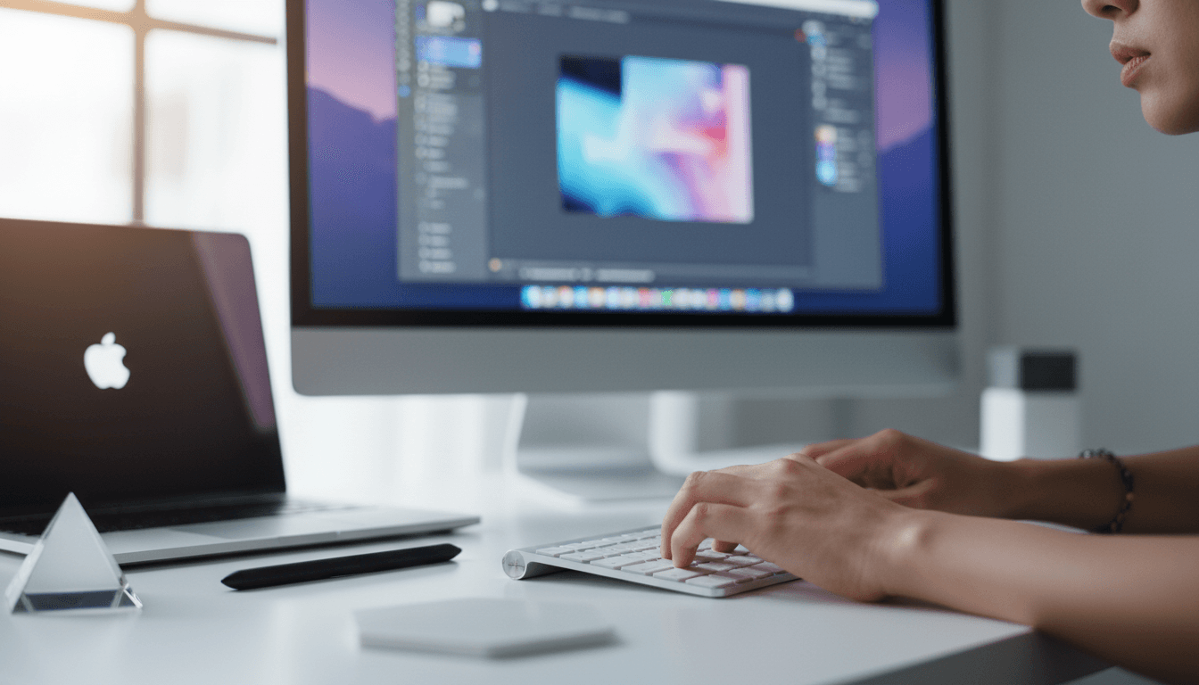 Modern digital agency workspace with professional team collaborating on web design projects